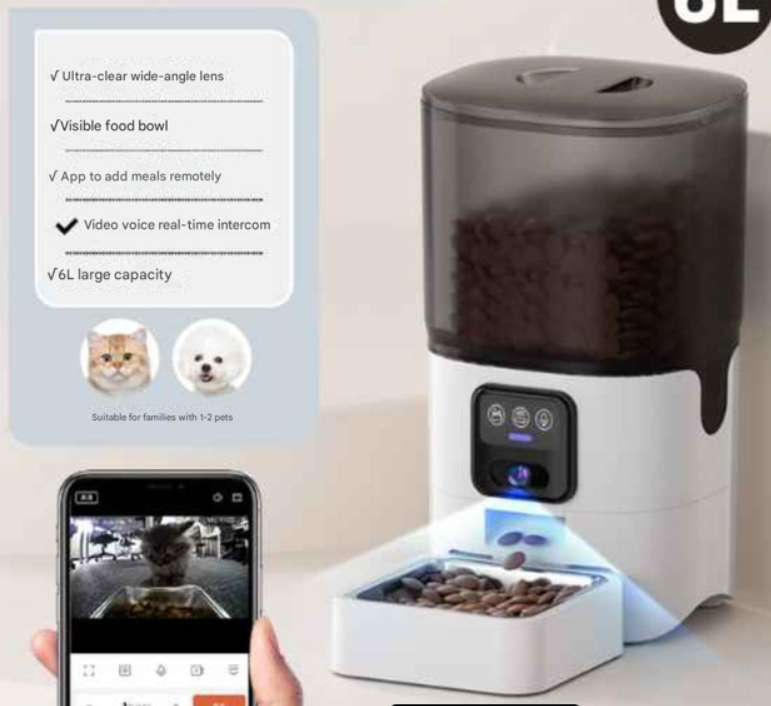 Distributore automatico cibo per cani e gatti Wi-Fi 6L con app